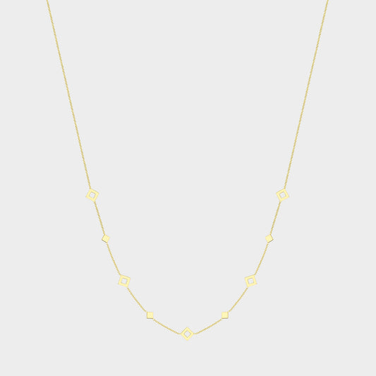 Offset Squares Necklace 9ct Yellow Gold