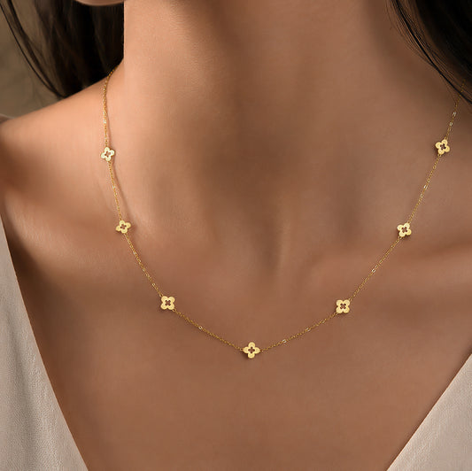 7 Clover Necklace 9ct Yellow Gold