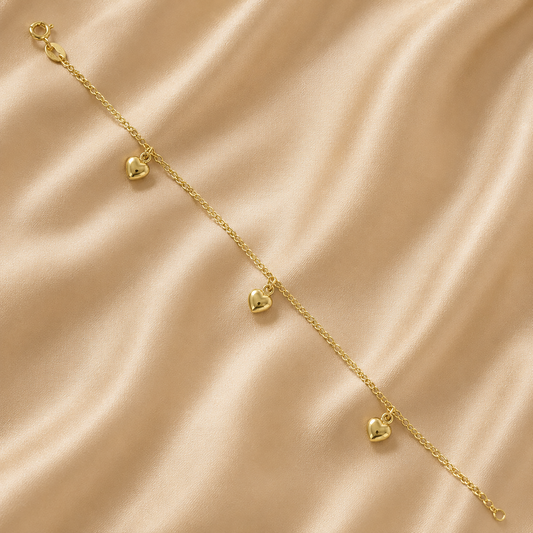 Heart Charm Bracelet 9ct Yellow Gold