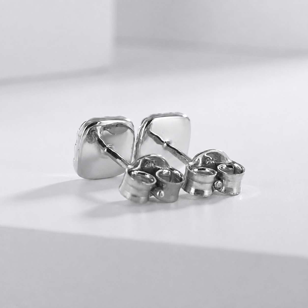 Diamond Cluster Cushion Studs 9ct White Gold
