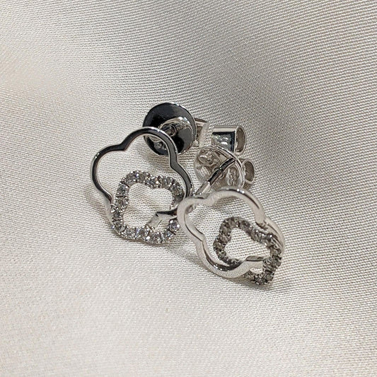 Clover Diamond Studs 14ct White Gold