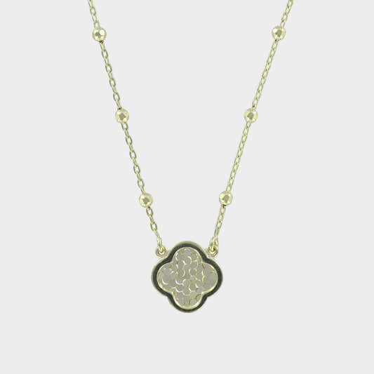 Disco Clover Necklace 9ct Yellow Gold