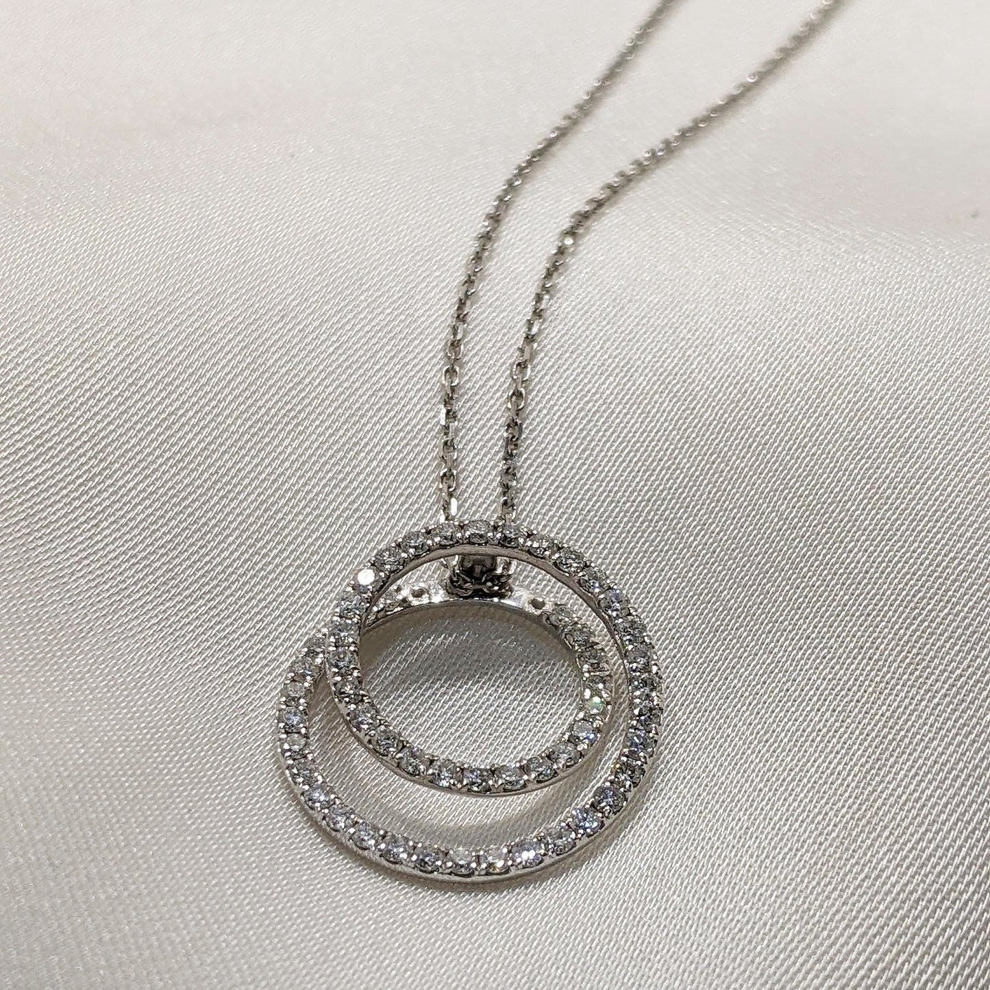 Double Circle of Life Necklace 9ct White Gold