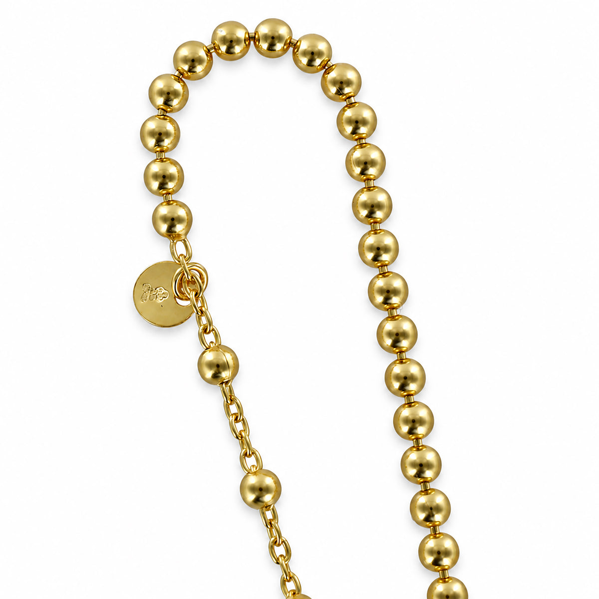 Sterling Silver Gold Plated Ball & T-Bar Necklace