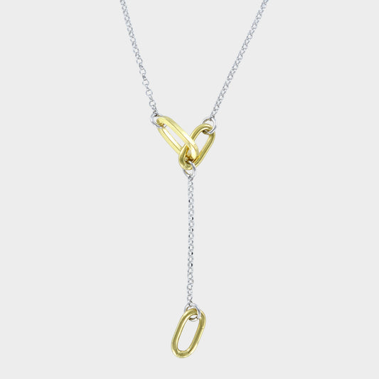 Paper Link Drop Necklace Sterling Silver & Gold Vermeil