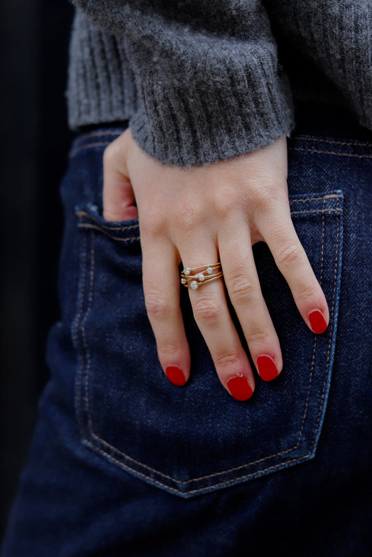 Diamond Bubble 9ct Yellow Gold Ring