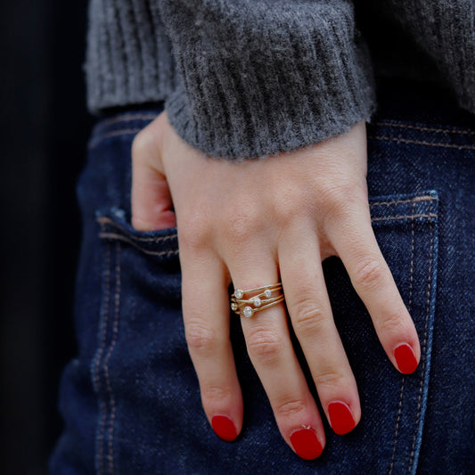 Diamond Bubble 9ct Yellow Gold Ring