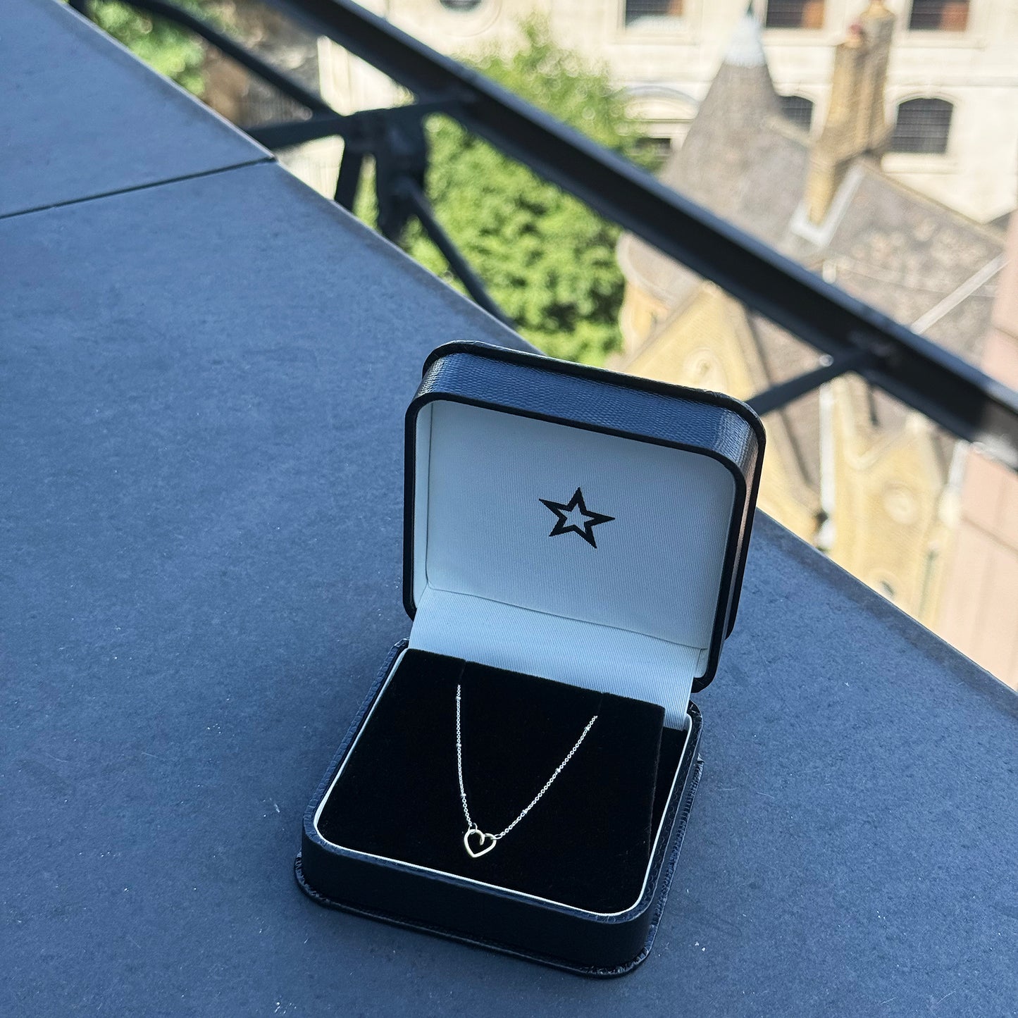 Sterling Silver Gold Plated Heart Trace & Ball Necklace