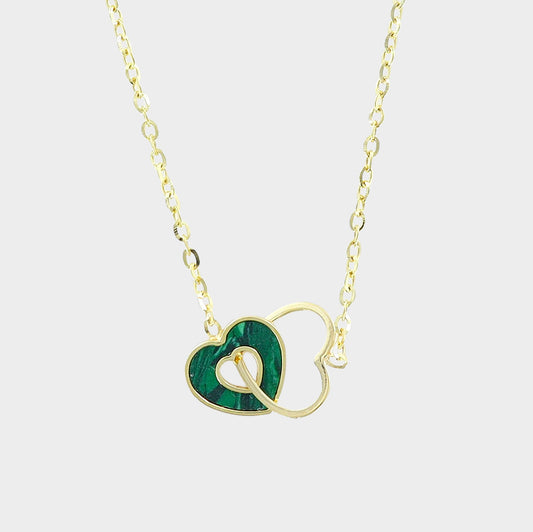 Malachite & 9ct Gold Heart Necklace