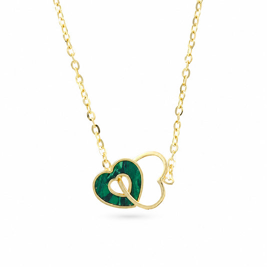 Malachite & 9ct Gold Heart Necklace