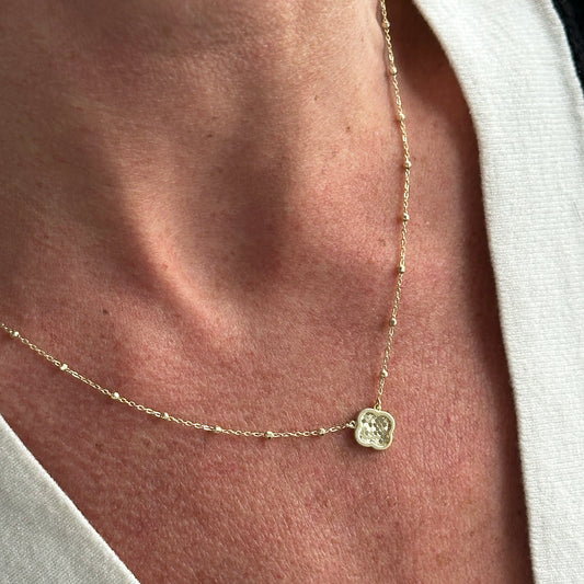 Disco Clover Necklace 9ct Yellow Gold