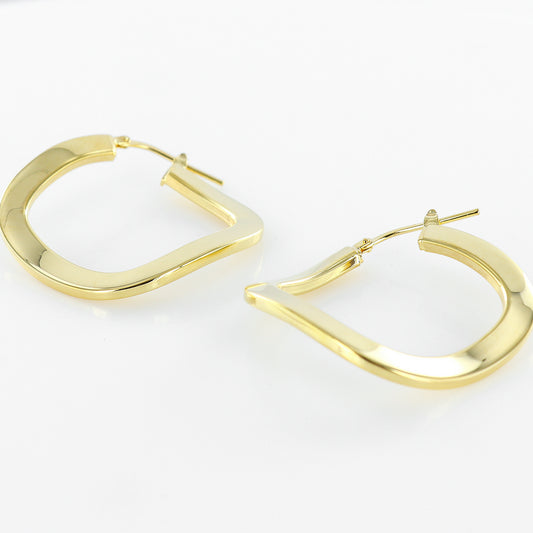 Twisted Hexagon 14ct Gold Plated Hoops