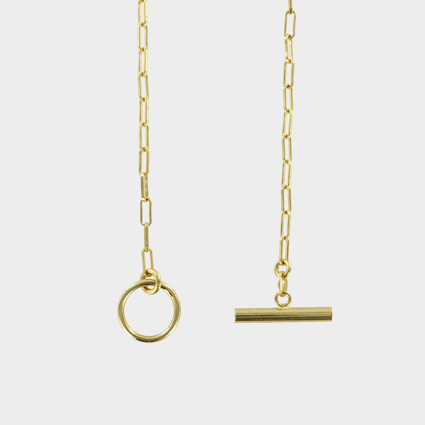 Paper Chain & T-Bar Vermeil Necklace 16inch
