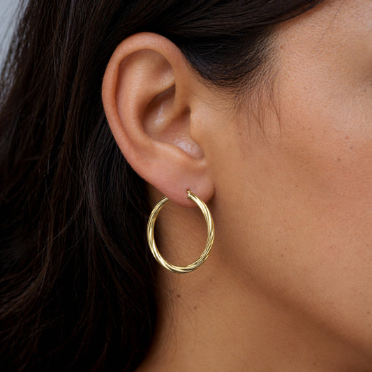 Twisted Hoop Earrings 14ct Gold Plated