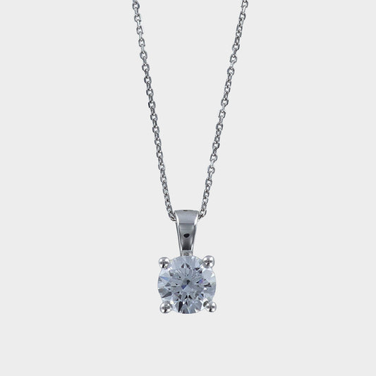 1.01ct Round Brilliant-Cut Lab-Grown Diamond Solitaire Pendant