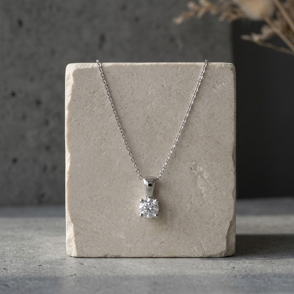 0.26ct Round Brilliant-Cut Lab-Grown Diamond Solitaire Pendant