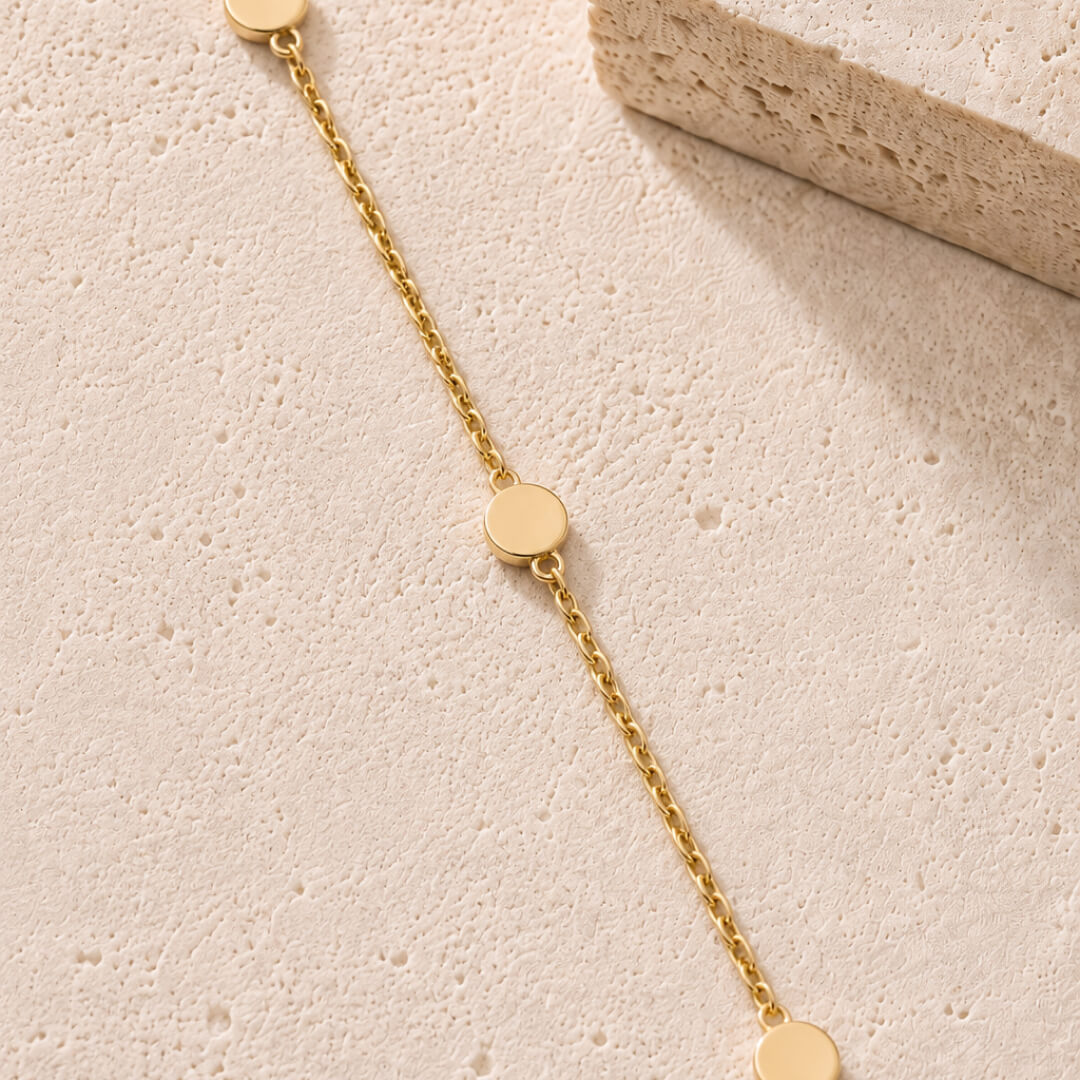 Fine Gold Disc Chain Bracelet 9ct Yellow Gold