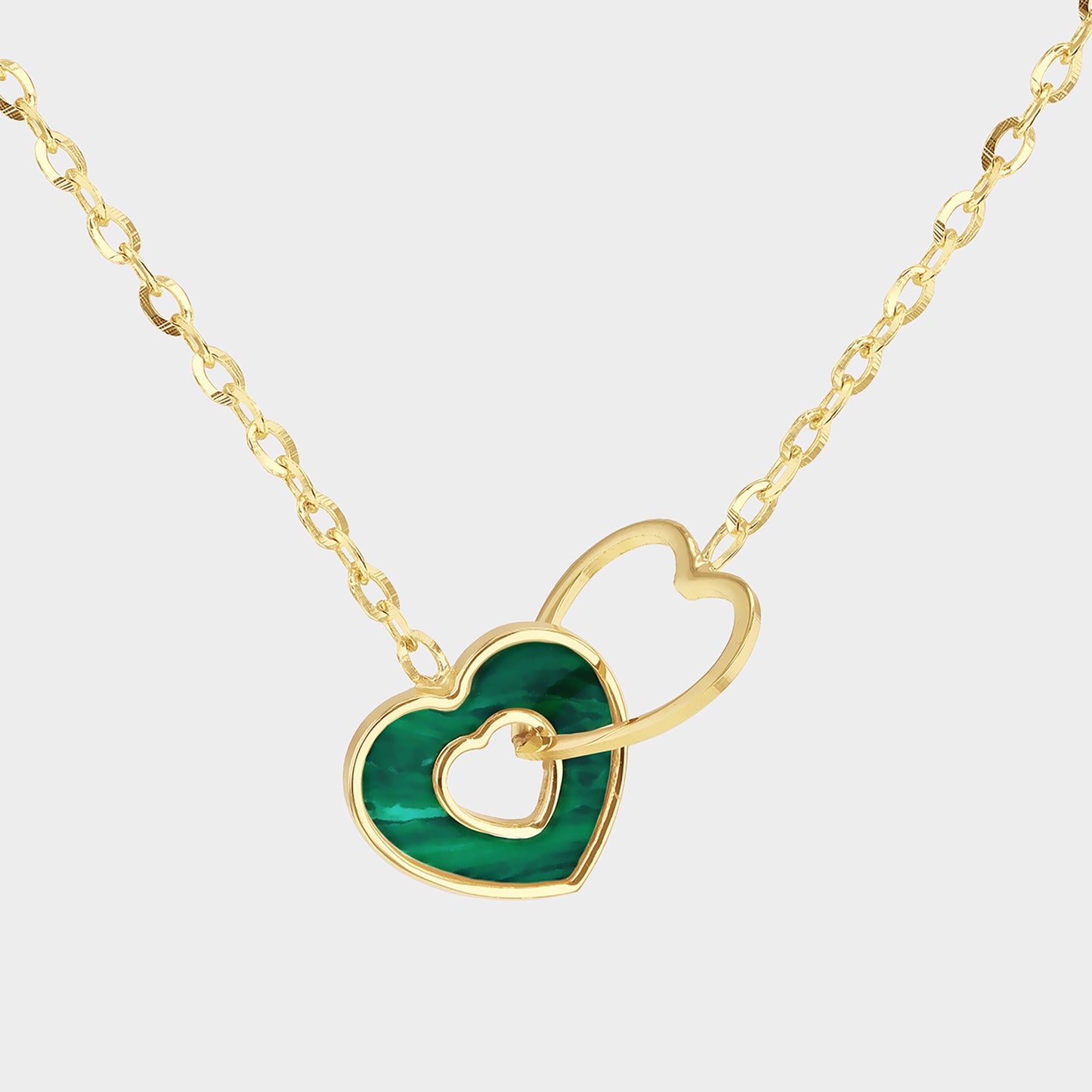 Malachite & 9ct Gold Heart Necklace