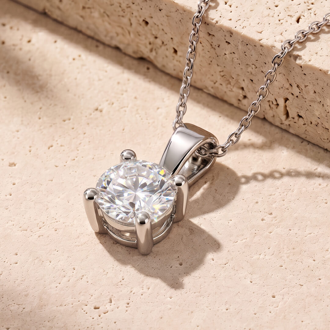 1.01ct Round Brilliant-Cut Lab-Grown Diamond Solitaire Pendant
