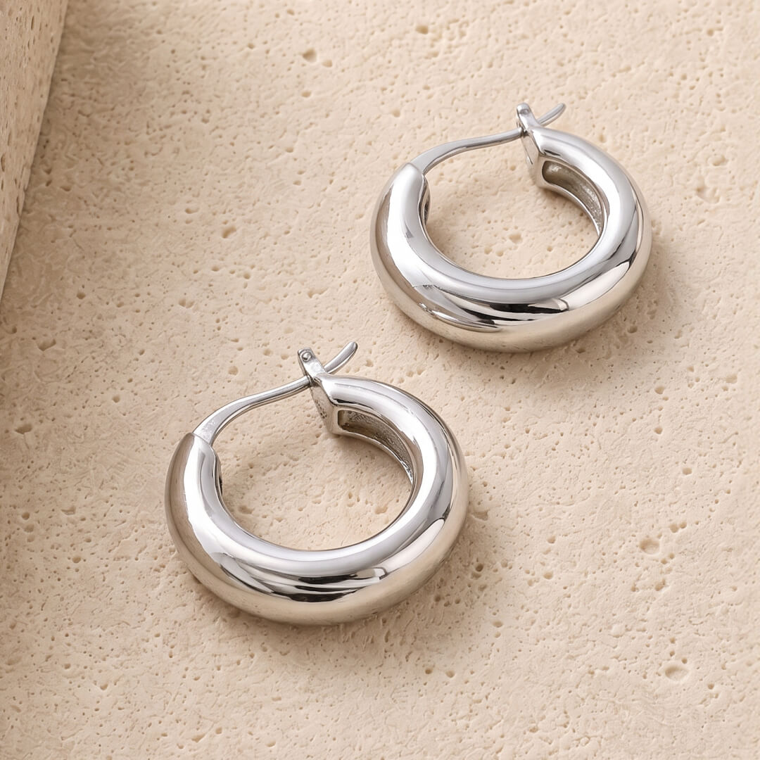 Chunky Sterling Silver Hoop Earrings