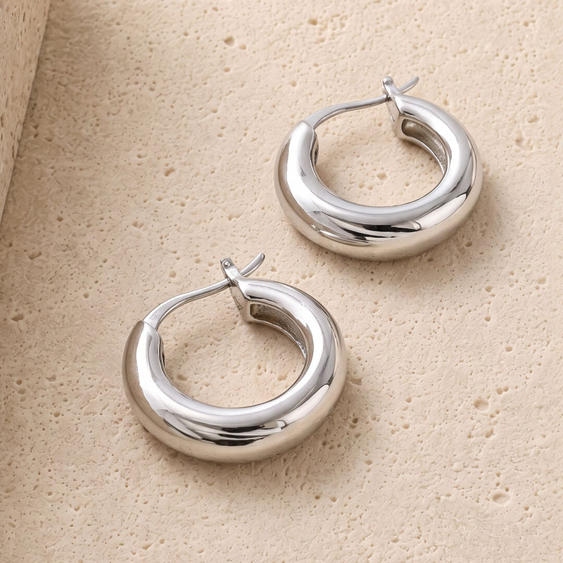 Chunky Sterling Silver Hoop Earrings