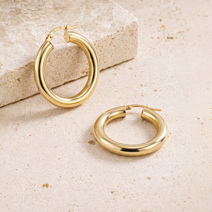 Polished 9ct Yellow Gold Hoops 25mm