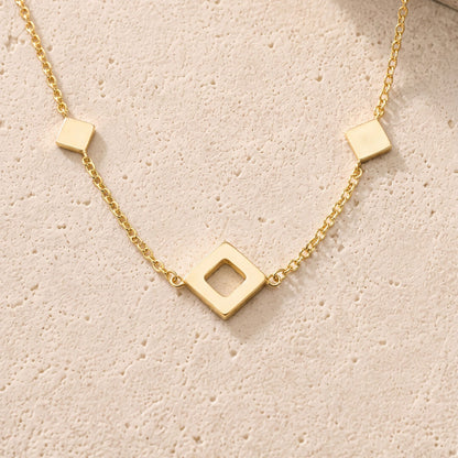 Offset Squares Necklace 9ct Yellow Gold