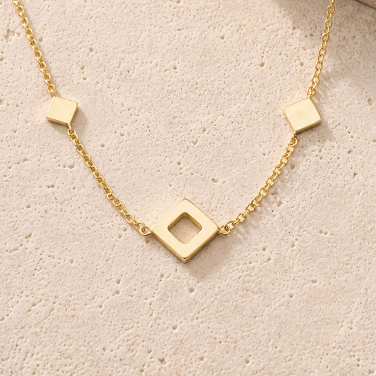 Offset Squares Necklace 9ct Yellow Gold