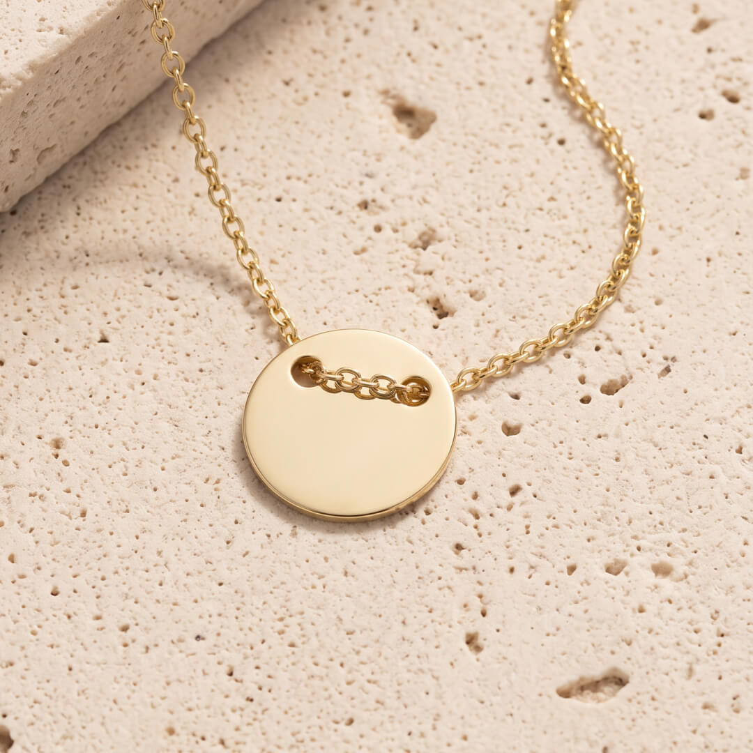 Engravable Disc Pendant 9ct Yellow Gold