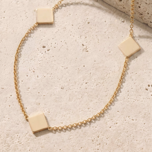Diamond Motif Necklace 9ct Yellow Gold