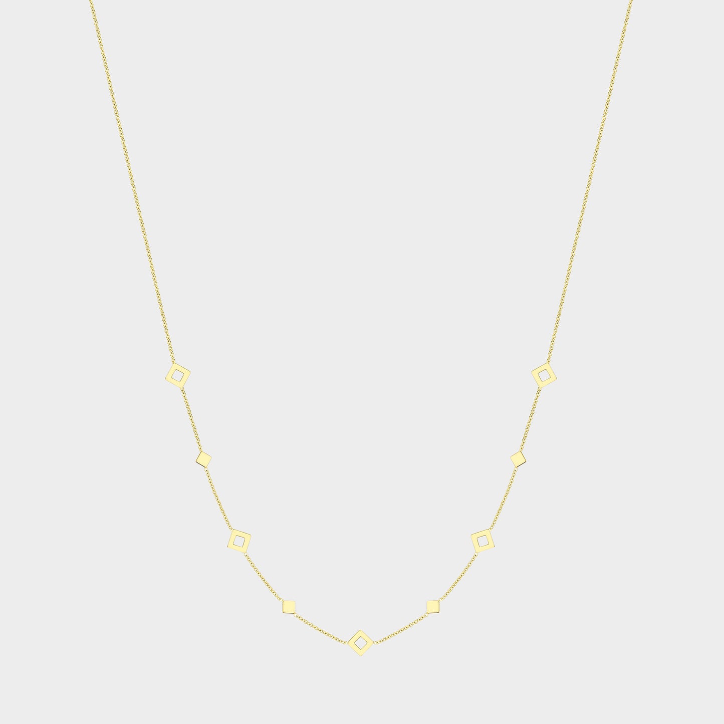 Offset Squares Necklace 9ct Yellow Gold