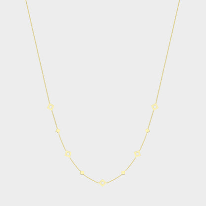 Offset Squares Necklace 9ct Yellow Gold
