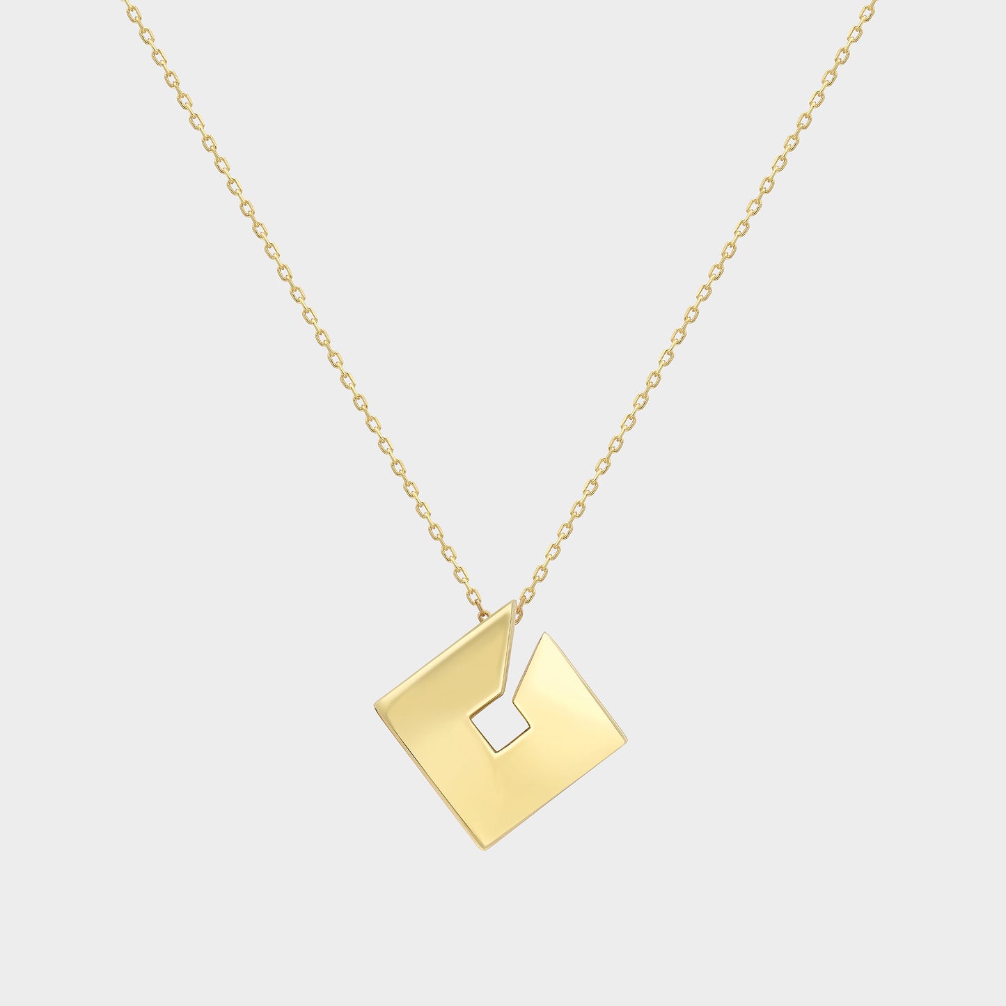 Squared Open Design Necklace 9ct Yellow Gold
