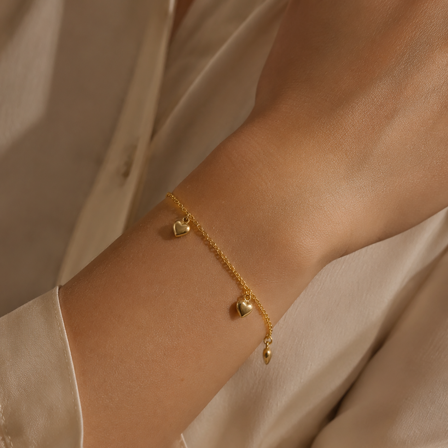 Heart Charm Bracelet 9ct Yellow Gold