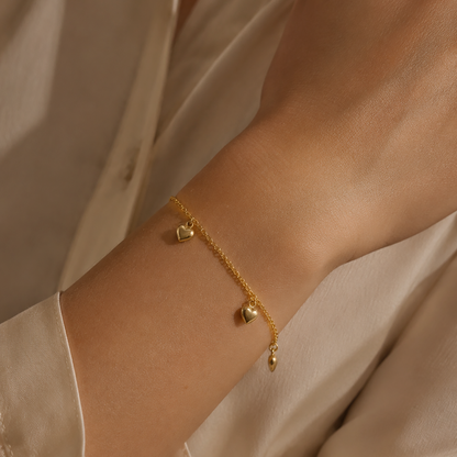 Heart Charm Bracelet 9ct Yellow Gold