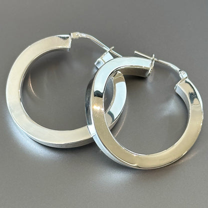 Square Twisted 925 Sterling Silver Hoops