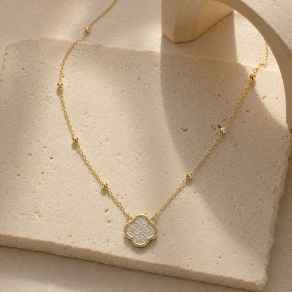 Disco Clover Necklace 9ct Yellow Gold