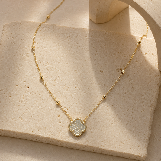 Disco Clover Necklace 9ct Yellow Gold