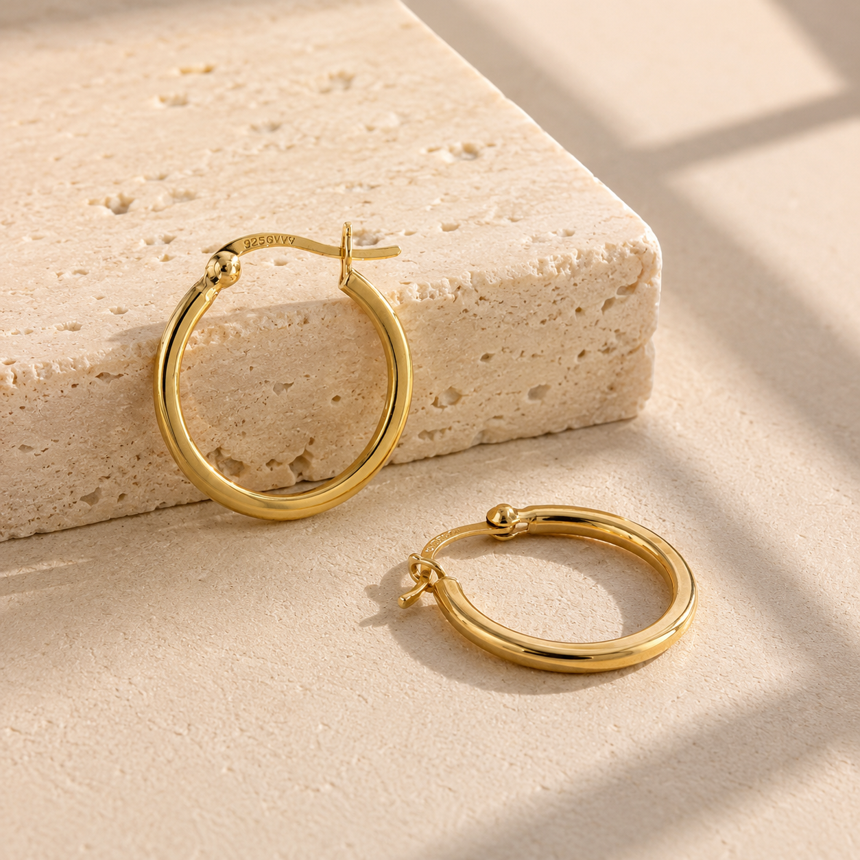 Squared Hoops 20mm Gold Vermeil