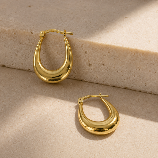 Bonded Elongated Gold Vermeil Hoops