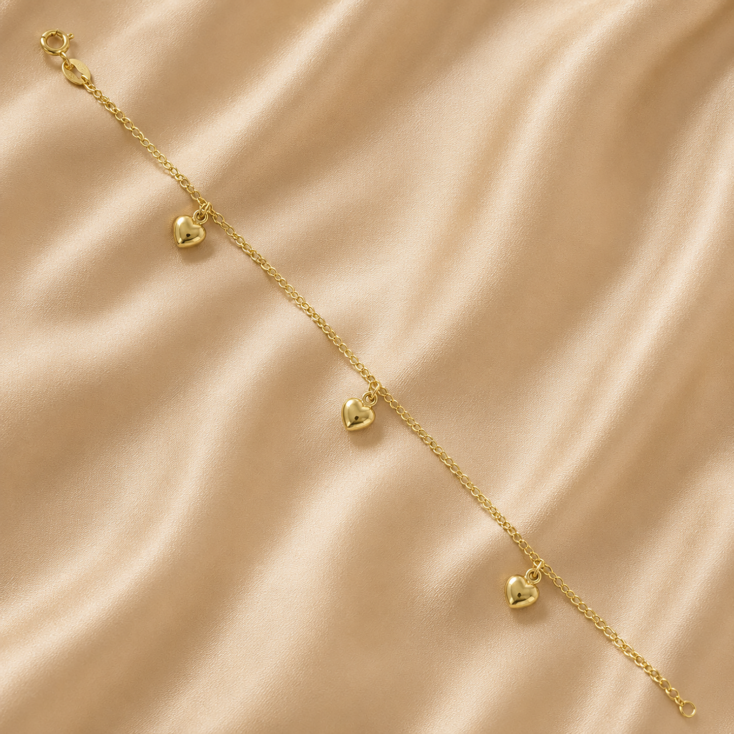 Heart Charm Bracelet 9ct Yellow Gold