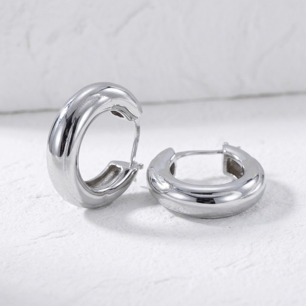 Chunky Sterling Silver Hoop Earrings