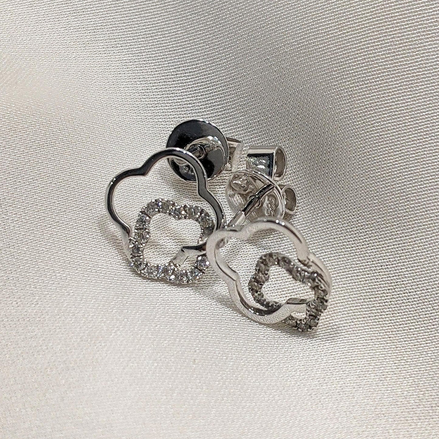 Clover Diamond Studs 14ct White Gold