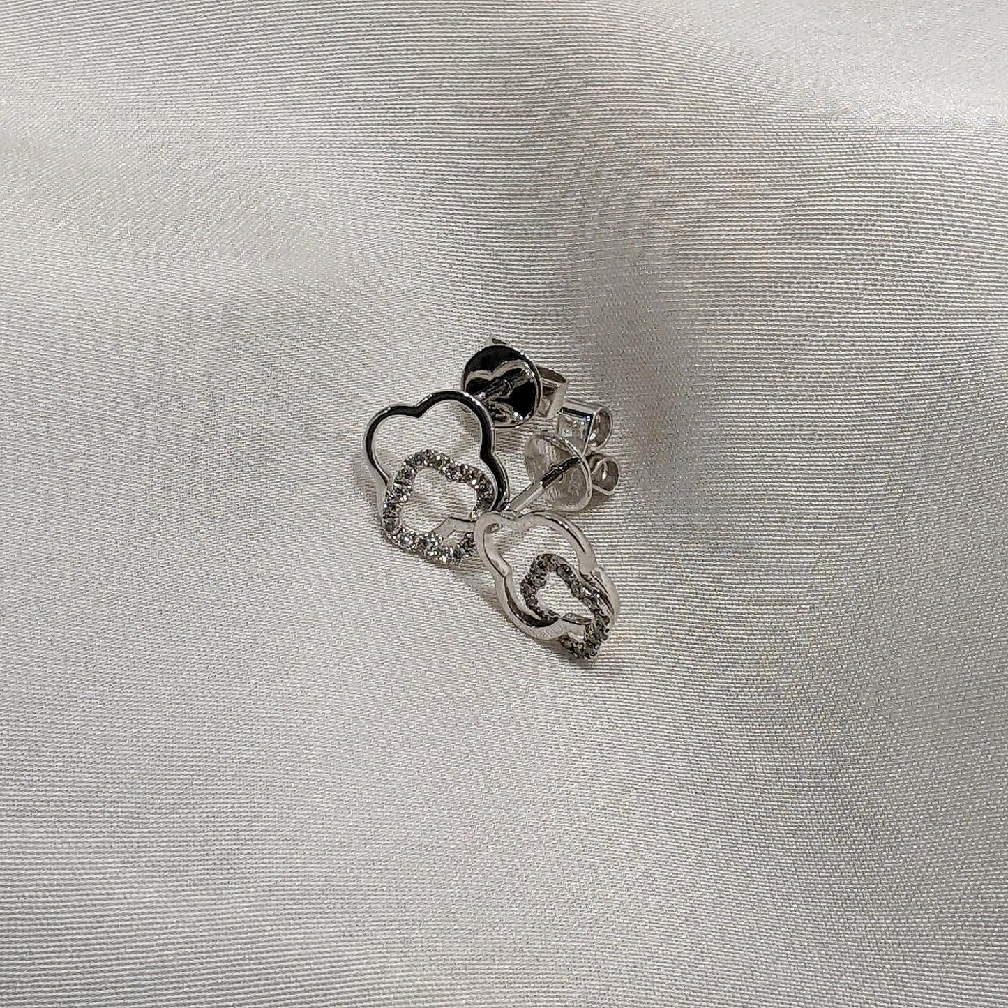 Clover Diamond Studs 14ct White Gold