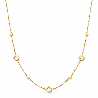 Clover & Disc Necklace 9ct Yellow Gold