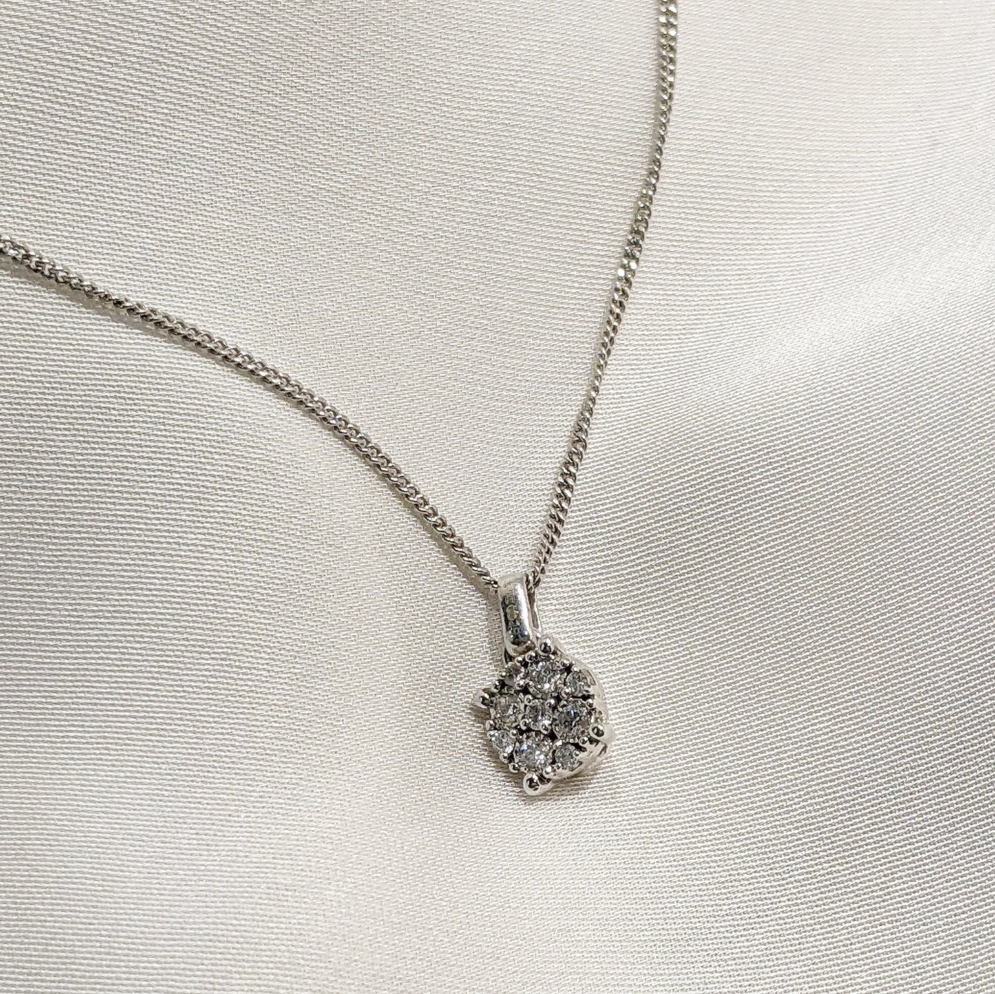 Round Diamond Cluster Pendant 9ct White Gold