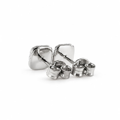 Diamond Cluster Cushion Studs 9ct White Gold