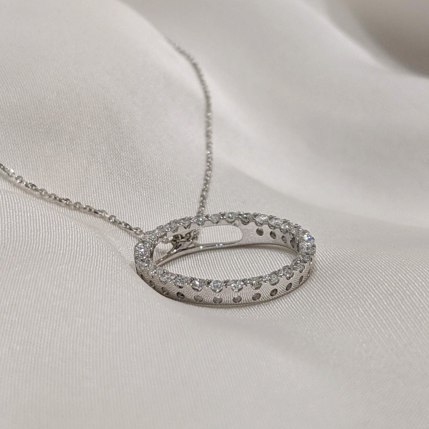 Diamond Circle of Life Necklace 9ct White Gold