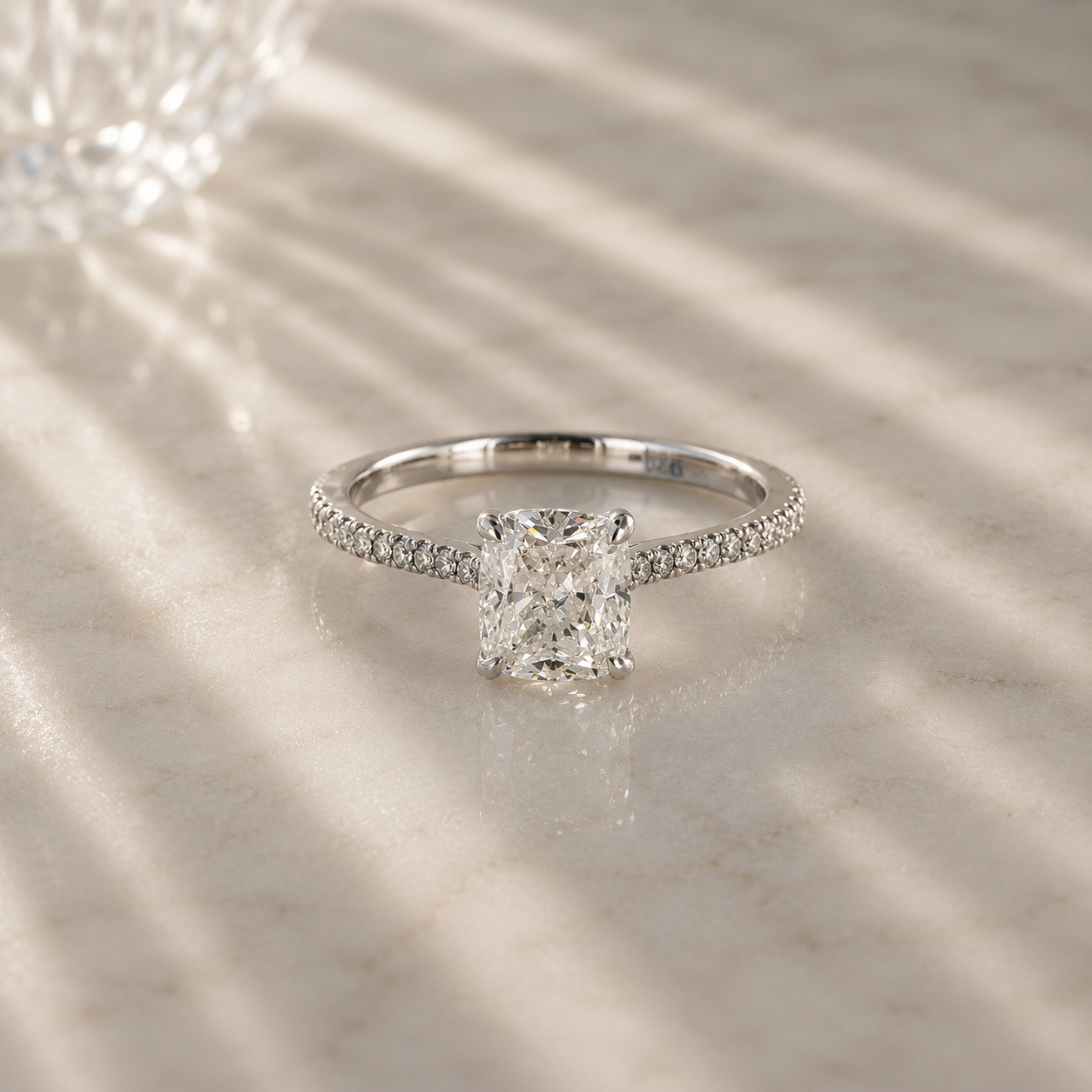 Cushion-Cut GIA Certified Diamond-Set Platinum Ring