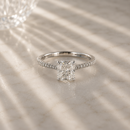 Cushion-Cut GIA Certified Diamond-Set Platinum Ring